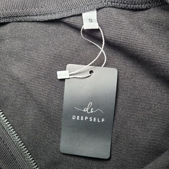 NWT Deep Self Black Double Zip Turtleneck Jacket Women's Size Small Stretch - Picture 5 of 10